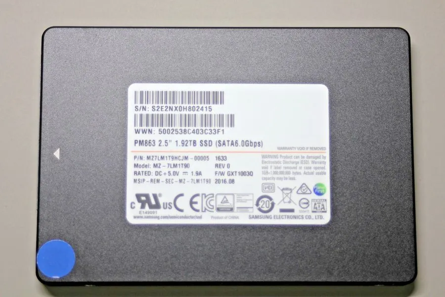 SSD-накопитель MZ-7LM1T90 Samsung PM863 1.92TB SATA 6Gbps 2.5'' MZ7LM1T9HCJM-000
