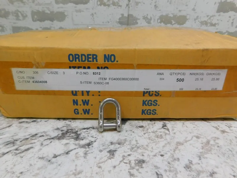 Такелажная скоба 500 D-Shackle, S360C-08, 304 Stainless Steel, Oval Sink Pin