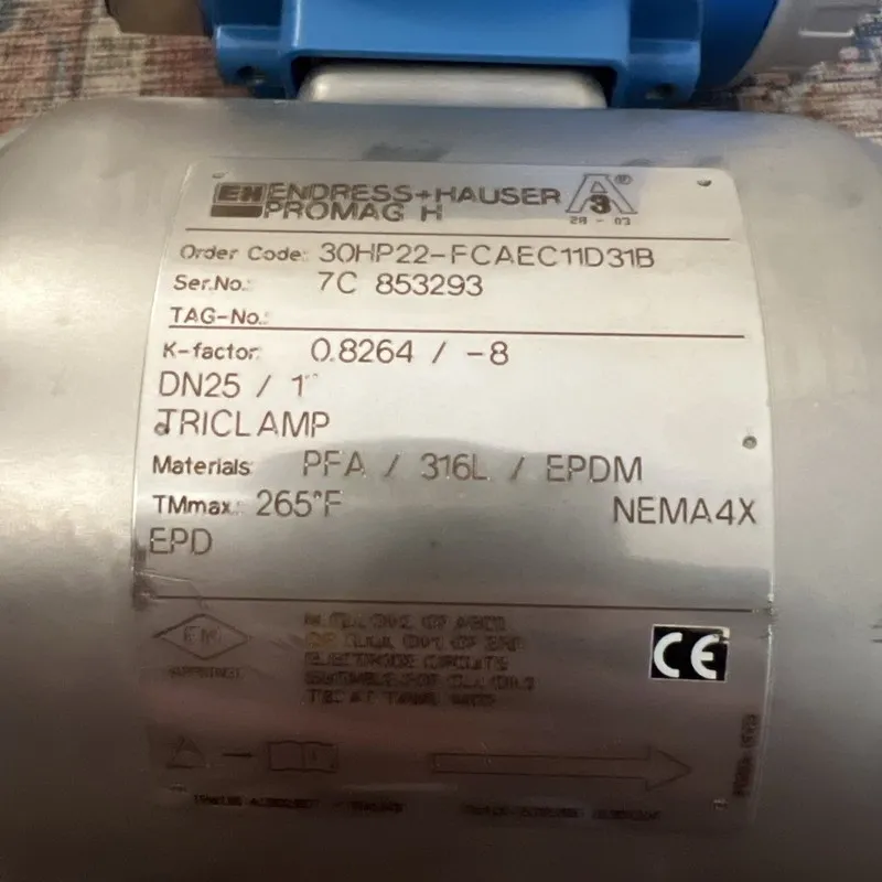 Расходомер Endress+Hausser Promag H Flow Meter, DN25, 1” Triclamp 30HP22-FCAEC11 — фото лота 2