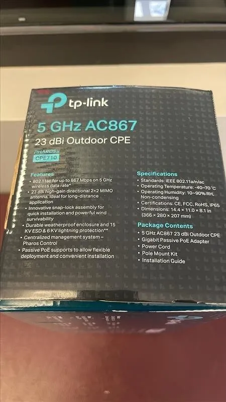Операторское оборудование TP-Link CPE710 Outdoor CPE 5GHz 867Mbps 23dBi Long Ran — фото лота 4