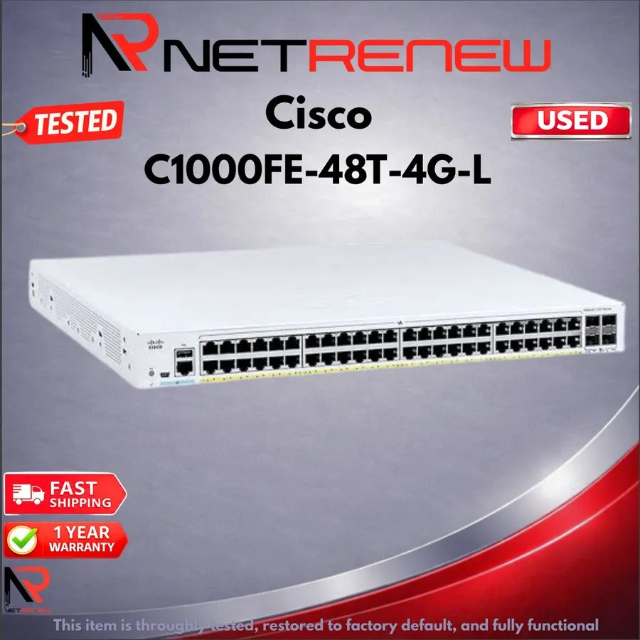 Коммутатор Cisco Catalyst C1000FE-48T-4G-L 48-Port Fast Ethernet Managed Switch — фото лота 1