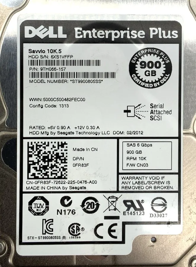 Жёсткий диск ST9900805SS Seagate 9TH066 900GB 10K RPM 6Gb/s 2.5"SAS HDD Hard Dri