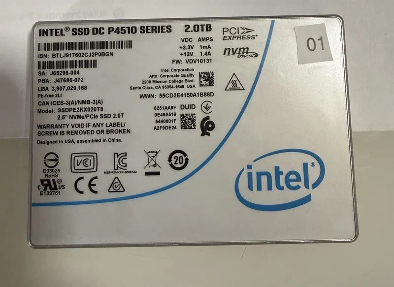 SSD-накопитель Intel P4510 2TB PCIe Gen3 x4 NVMe U.2 2.5" Enterprise SSD SSDPE2K — фото лота 1