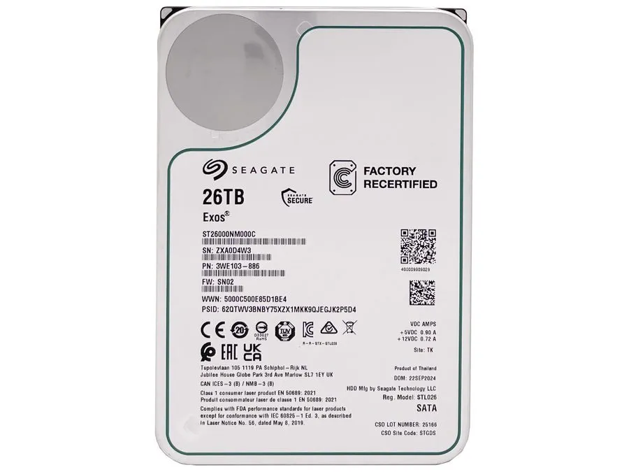 Жёсткий диск ST26000NM000C Seagate Exos 26TB 3.5" SATA 7200RPM 512MB Enterprise 