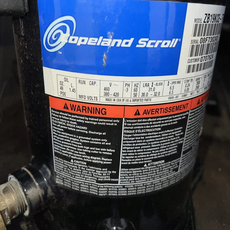 Компрессор Scroll Compressor Replacement Upgraded Copeland Compressor ZB19KCE-TF — фото лота 1