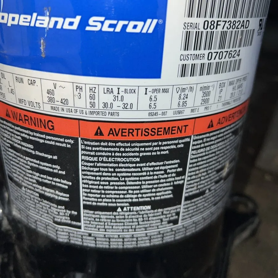 Компрессор Scroll Compressor Replacement Upgraded Copeland Compressor ZB19KCE-TF — фото лота 2