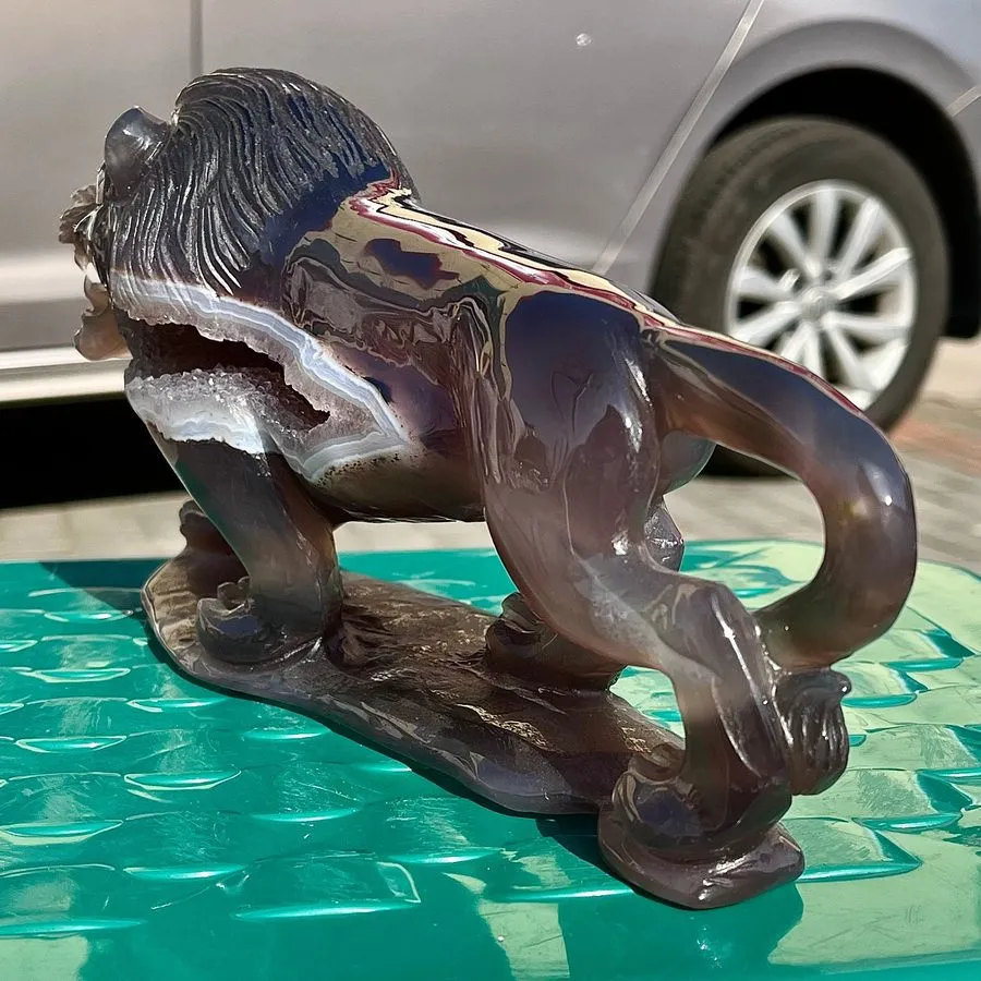Лабораторный прибор 3.63LB Rare amethyst agate lion shaped hand carved specimen