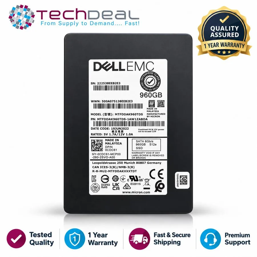 SSD-накопитель Dell Micron 960GB SATA 6Gb/s Enterprise SSD MTFDDAK960TDS DP/N 0C