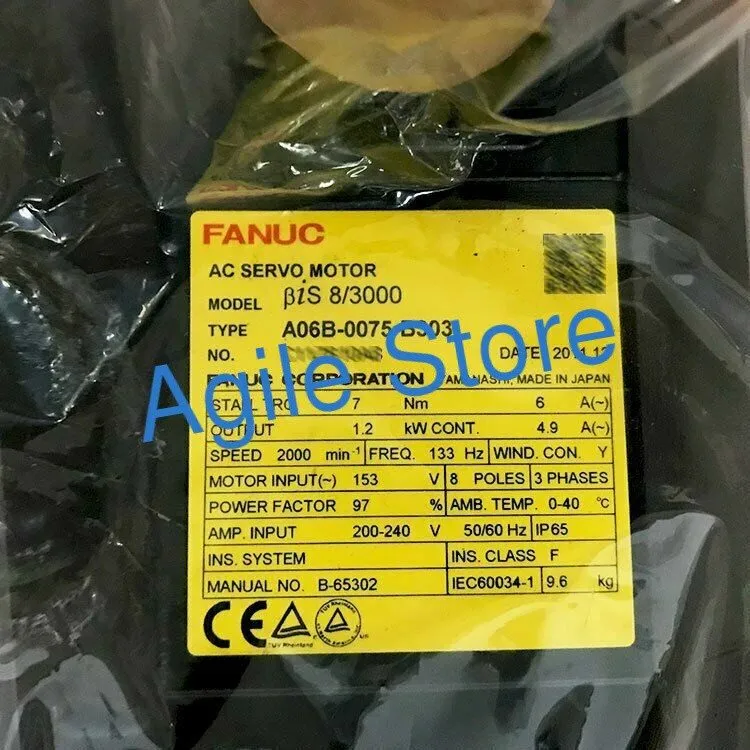 Серводвигатель Fanuc A06B-0075-B303 AC Servo Motor 1.2kw 153V 2000rpm