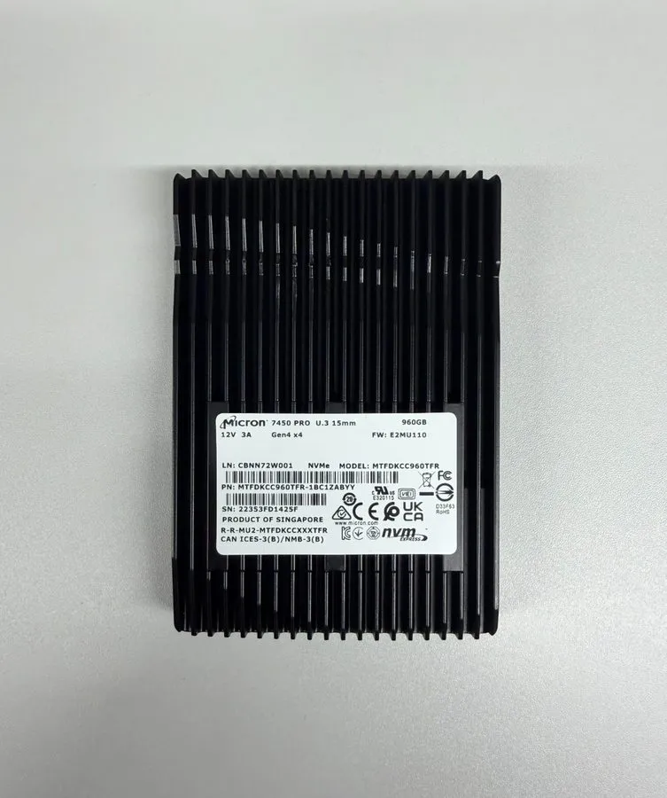 SSD-накопитель Micron 7450 PRO 960GB U.3 15mm PCIe 4.0 NVMe Enterprise SSD MTFDK