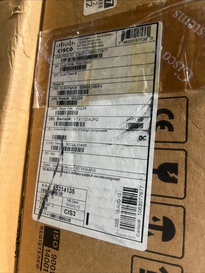 Маршрутизатор Cisco VG224 24-Port Analog Voice VoIP Gateway 10/100 Ethernet Rack — фото лота 1