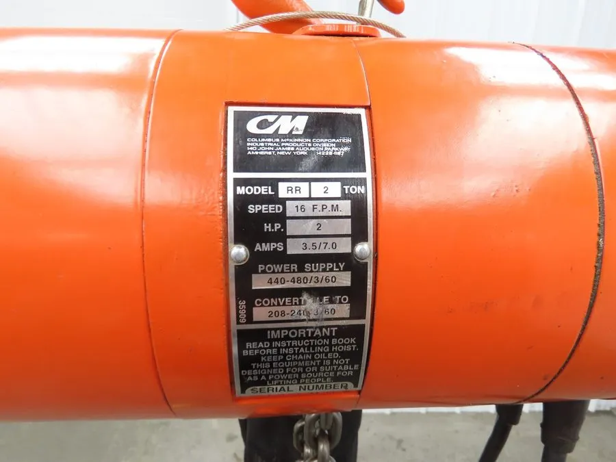 Таль CM Lodestar Model R 2 Ton 4000LB Electric Chain Hoist 8FPM 3Ph 230/460V 20'