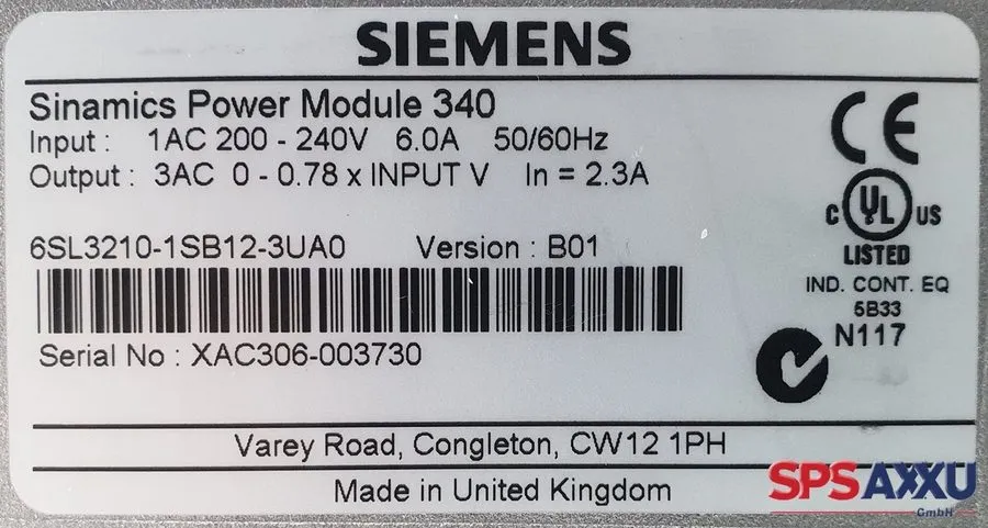 Частотный преобразователь Siemens 6SL3210-1SB12-3UA0 SINAMICS S120 Converter Pow