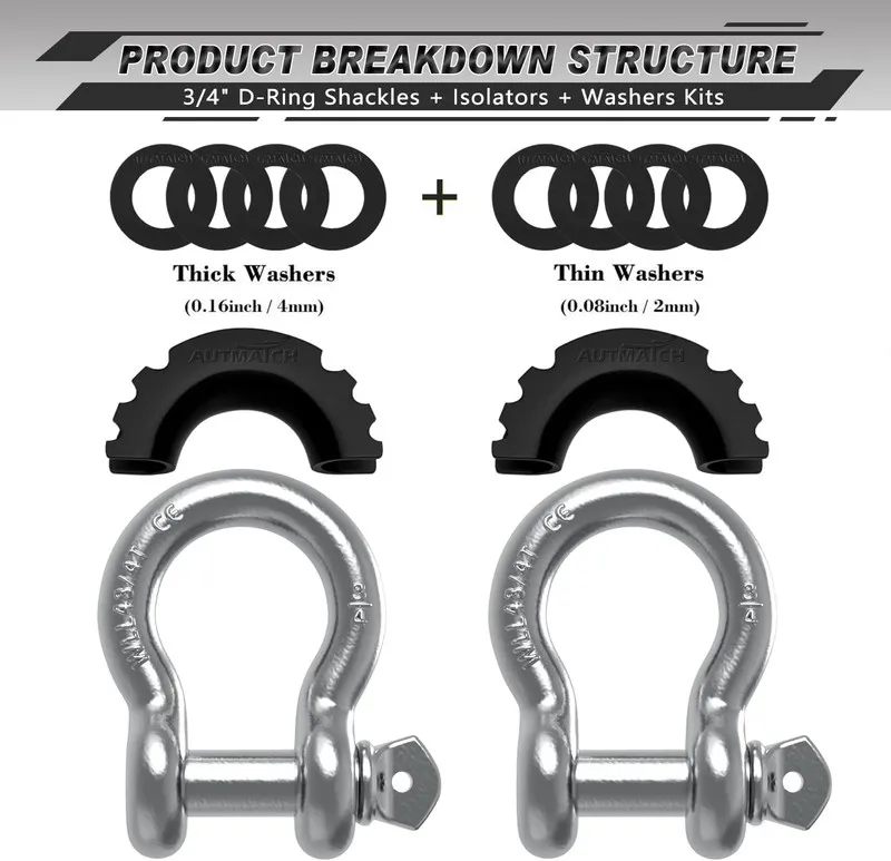 Такелажная скоба D Ring Shackle 3/4" Shackles 41,887Ibs Break Strength Clevis Sh