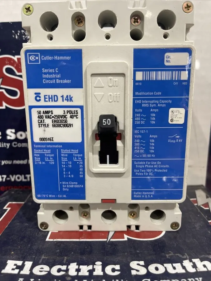 Автоматический выключатель Cutler Hammer EHD3050 Circuit Breaker 50 Amp 480 V