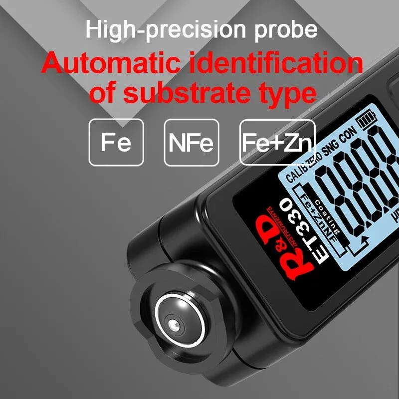 Толщиномер ET330+Zn Coating Thickness Gauge Backlight Car Paint Thickness Gauge 