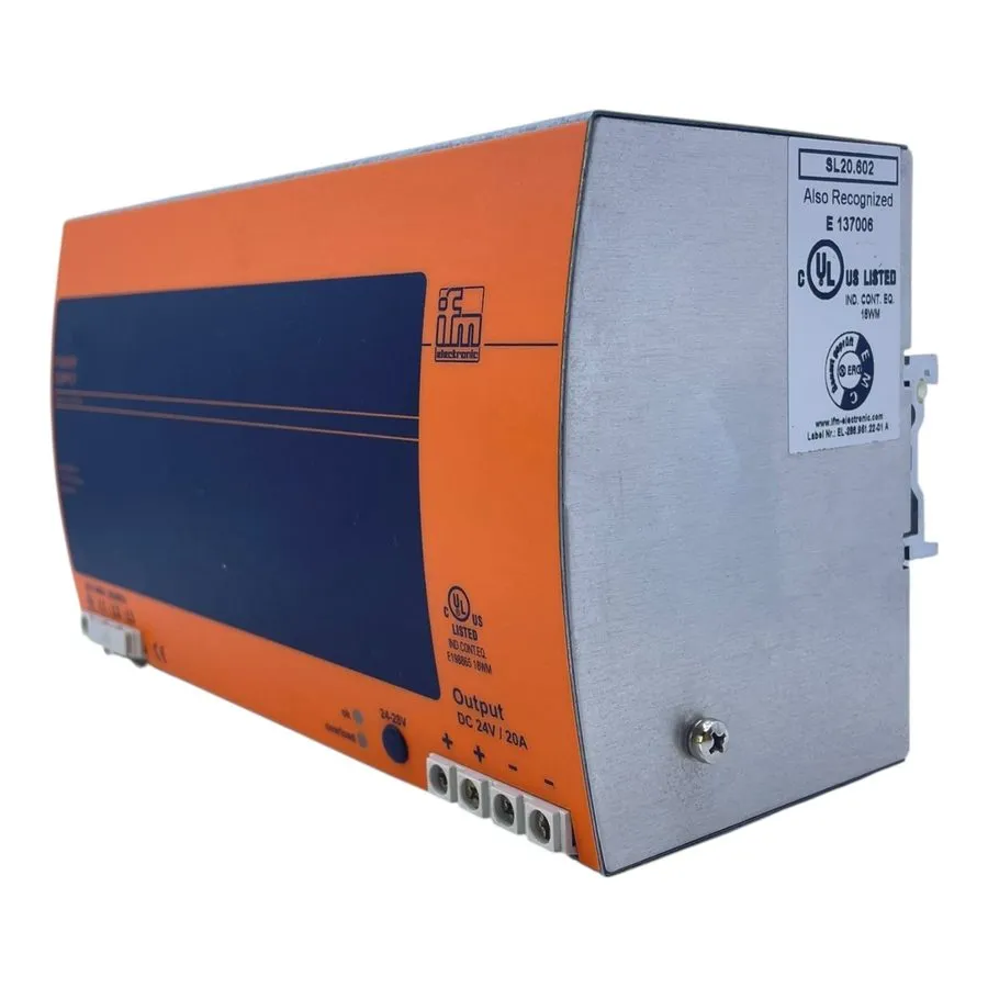 Блок питания IFM Power Supply SL20.602 24V DC 20A DIN Rail Mount Industrial