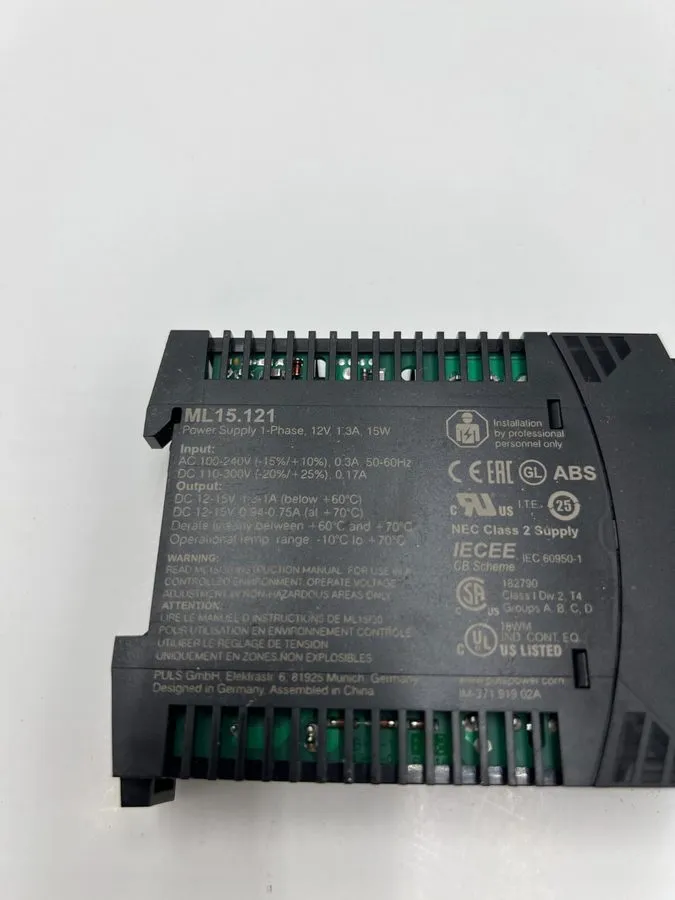 Блок питания Puls ML15.121 DC Power Supply, 100/240V AC, 12/15V DC, 15 W, 1.3 A,
