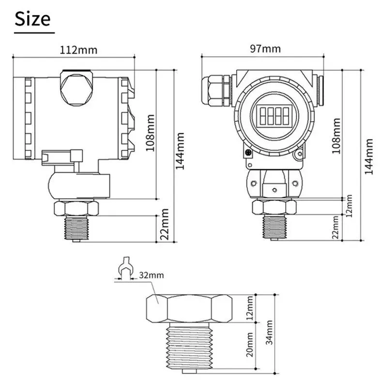 Датчик давления Pressure Transmitter 0-60Mpa 4-20mA RS485 IP65 DC24V Industrial  — фото лота 2