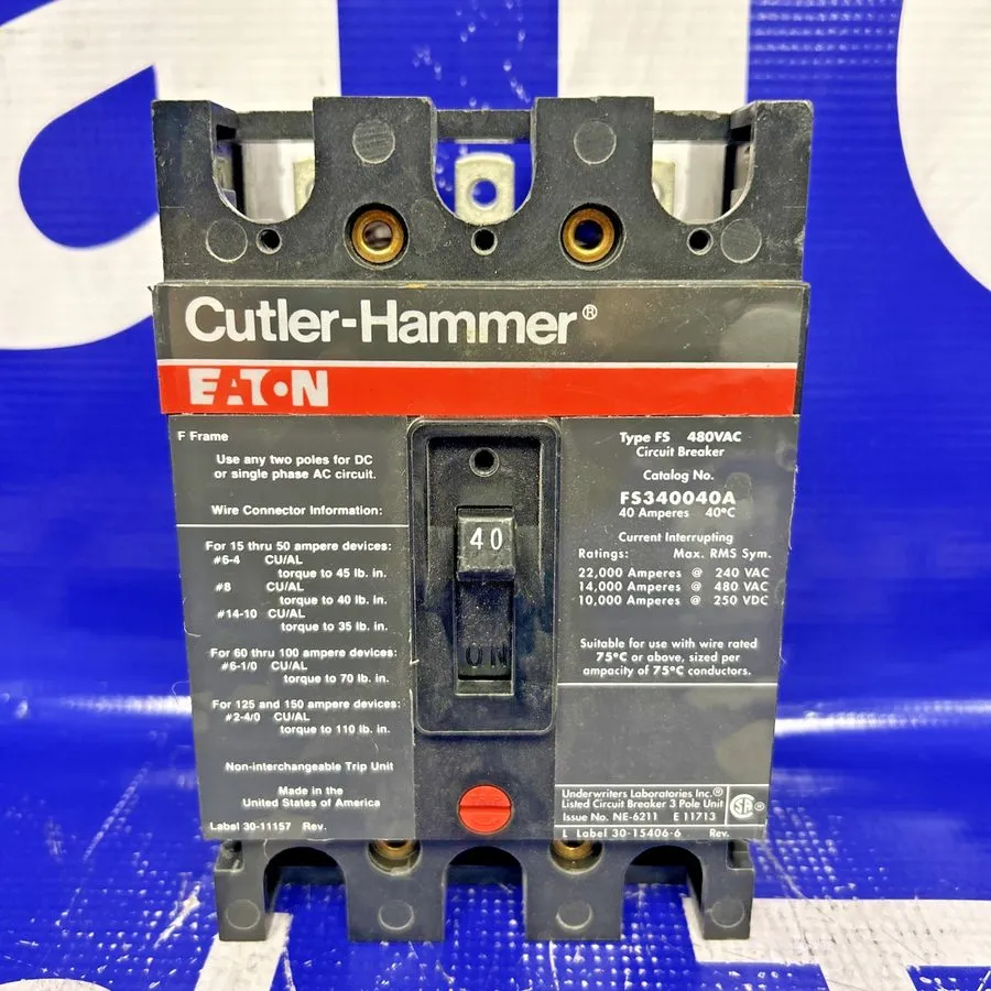 Автоматический выключатель FS340040A Cutler-Hammer Type FS Circuit Breaker 3 Pol