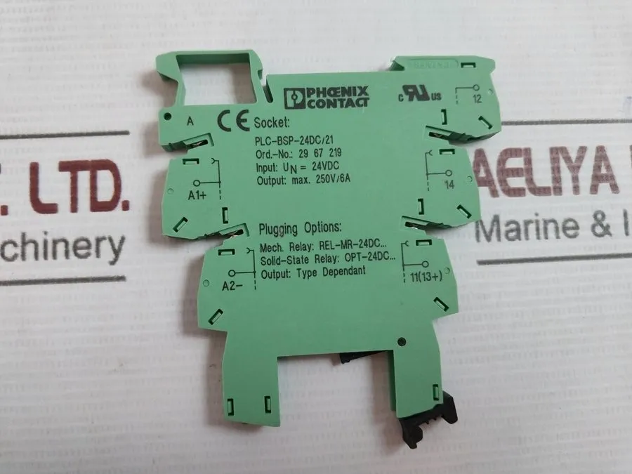 Колодка реле PHOENIX CONTACT PLC-BSP-24DC/21 Relay Socket 24VDC 29 67 219
