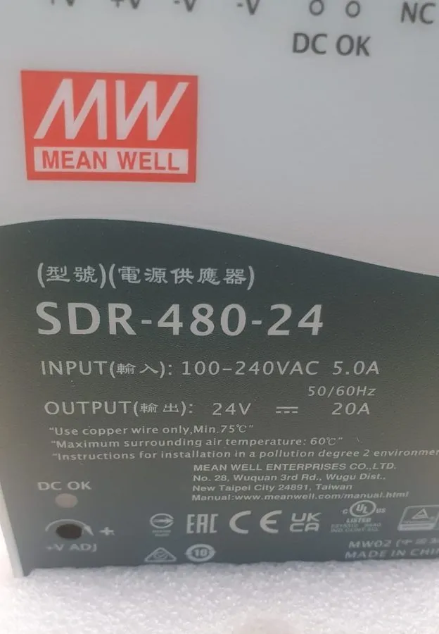 Блок питания MEAN WELL SDR-480-24 DIN Rail Power Supply 24V 20A 480W 100-240VAC
