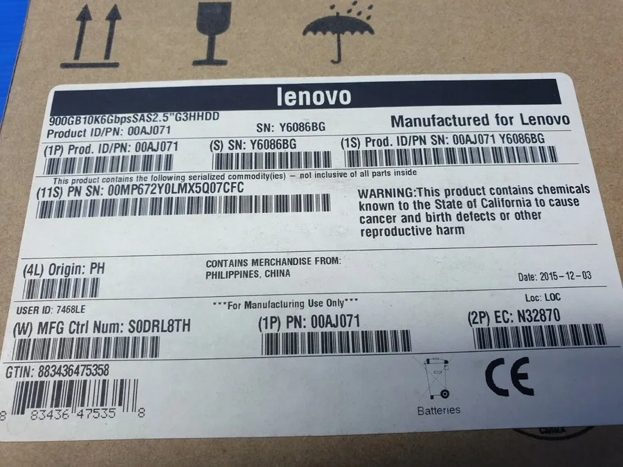 Жёсткий диск IBM 00AJ071 00AJ072 00AJ073 2.5 in 900GB 10K RPM SAS 6GBPS G3HS HDD