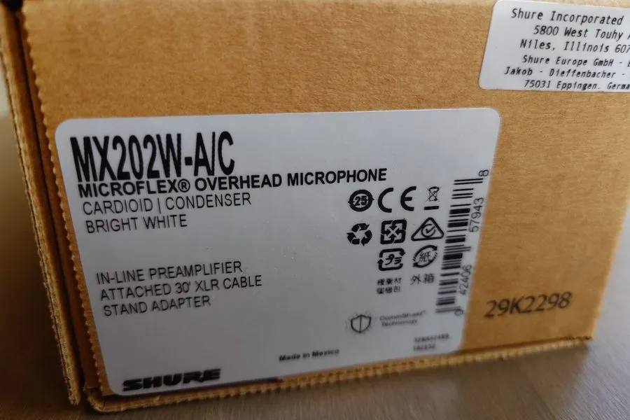 Микрофон Shure Overhead Cardioid Condenser Microphone White (MX202W-A/C)
