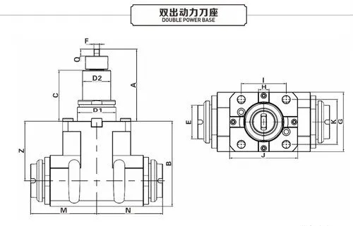 Инструментальная оправка BMT55-90-85-ER32/N Double-output driven tool holder CNC