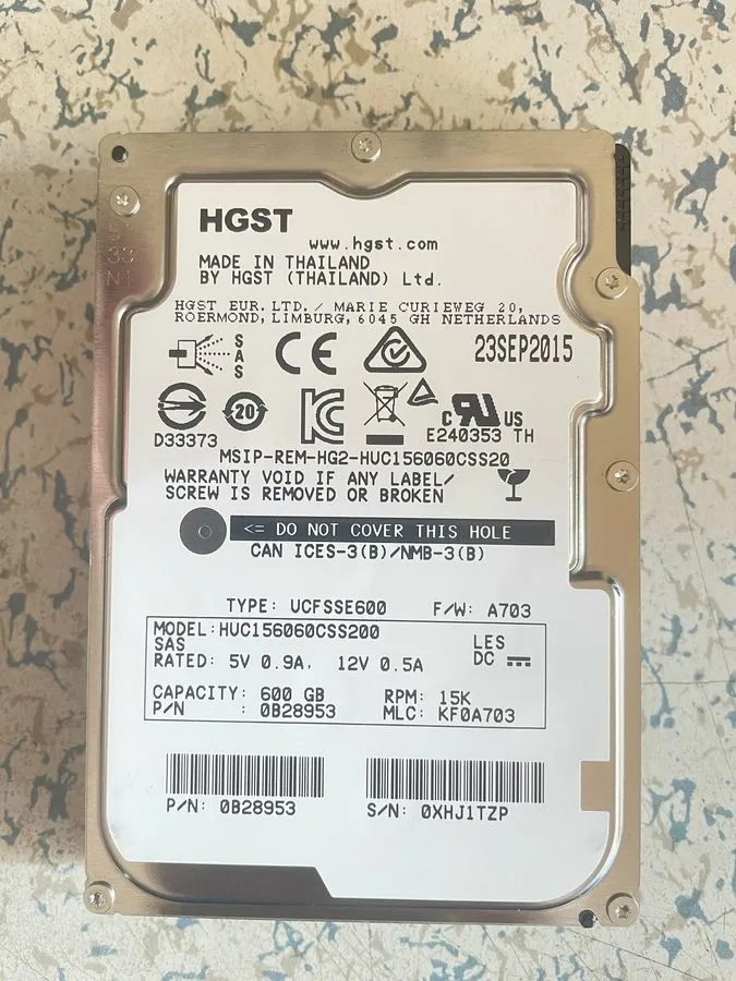 Жёсткий диск 0B28953 Hitachi 600GB 15K RPM 12Gbps 2.5" SAS HDD Hard Drive HUC156