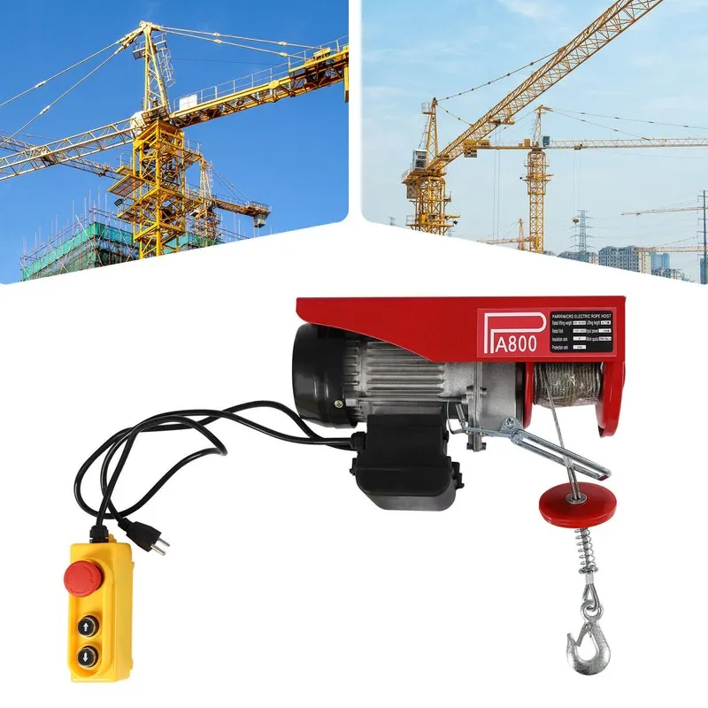 Таль Electric Hoist Winch Lifting Crane Garage Lift Crane+Remote Control 800kg/1 — фото лота 1