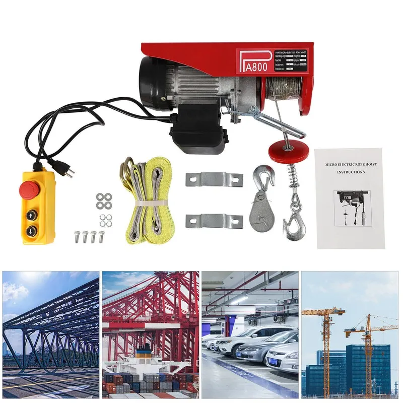 Таль Electric Hoist Winch Lifting Crane Garage Lift Crane+Remote Control 800kg/1 — фото лота 2