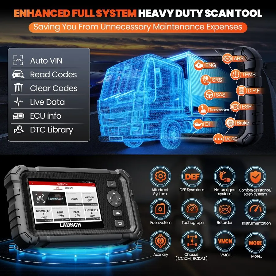 Диагностический сканер LAUNCH CRP129HD Heavy Duty Truck Diesel Scanner Diagnosti