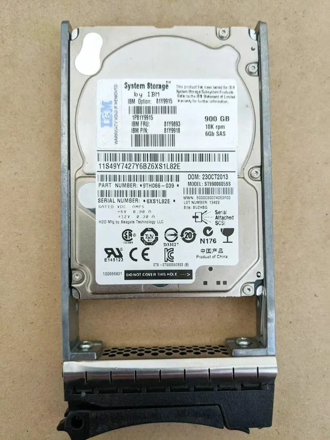 Жёсткий диск IBM 900GB 81Y9915 81Y9893 81Y9918 10K SAS 6Gb/s 2.5" SFF HDD Hard D