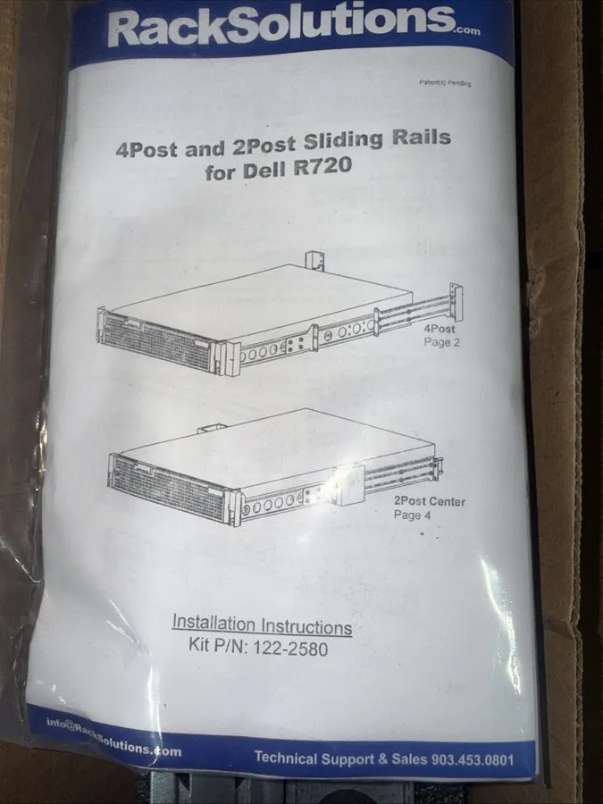 Стойка/шкаф Innovation First 4 Post Sliding Rack Rail Kit Dell R720 R820 122-258 — фото лота 2