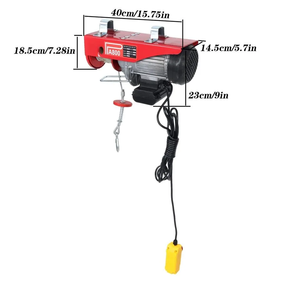 Таль 2200lbs Mini Electric Hoist 14ft/4.2m Wired Remote Control 1600W Crane Winc