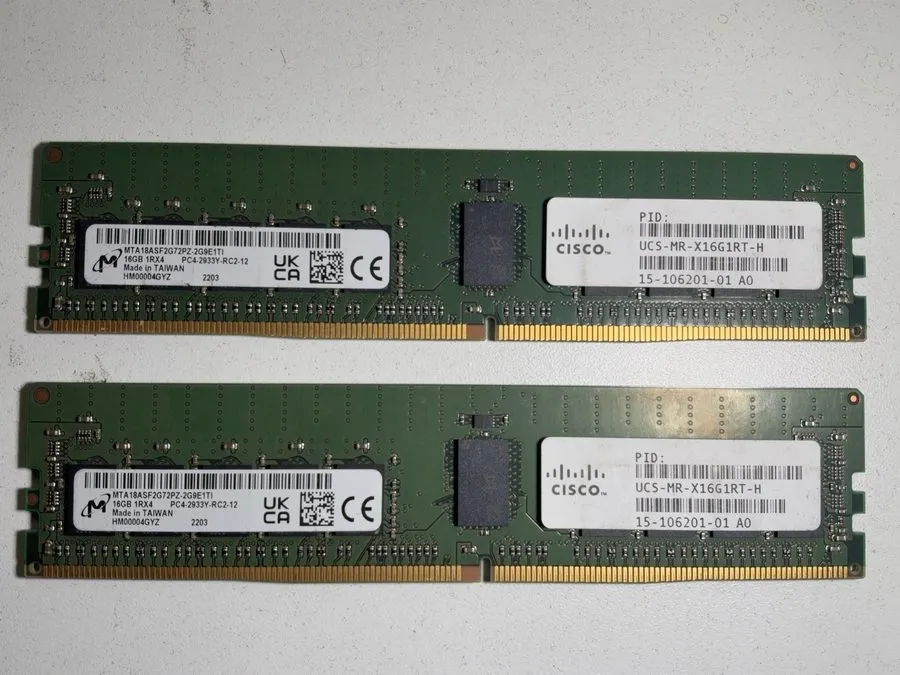 Модуль памяти X2Micron 16GB 1Rx4 DDR4 2933Mhz PC4-23400 RDIMM ECC MTA18ASF2G72PZ — фото лота 1