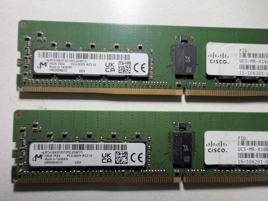 Модуль памяти X2Micron 16GB 1Rx4 DDR4 2933Mhz PC4-23400 RDIMM ECC MTA18ASF2G72PZ — фото лота 2
