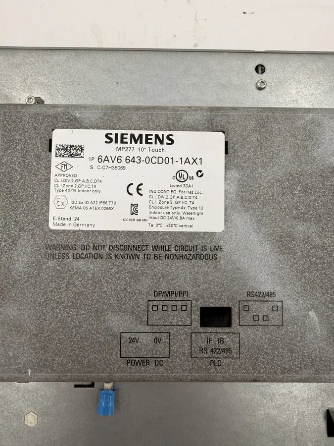 Панель оператора Siemens HMI 6AV6643-0CD01-1AX1 TOUCH PANEL SCREEN — фото лота 2