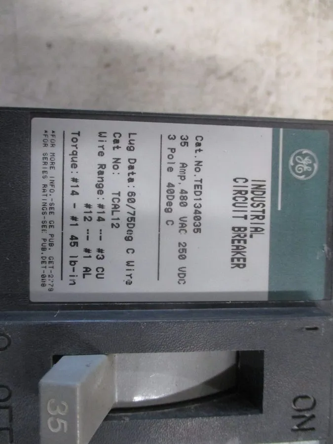Автоматический выключатель GE Circuit Breaker TED134035 35 amp 3 Pole 480VAC 14k