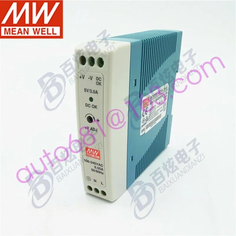 Блок питания Mean Well MDR-20-5 DIN Rail Power Supply 5V 3A 15W 100-240VAC OB