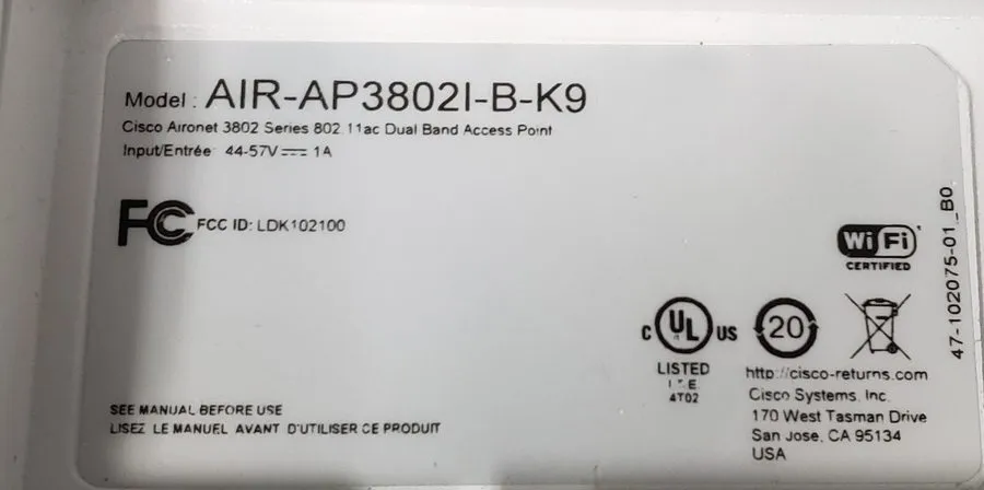 Точка доступа Wi-Fi CIsco AIR-AP38021-B-K9 White Access Point