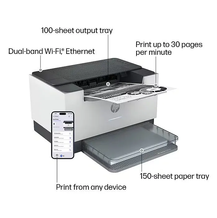 Лазерный принтер HP LaserJet M209dw Laser Printer Black And White 6GW62F with To
