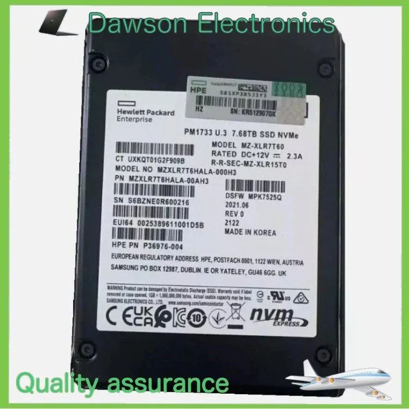 SSD-накопитель Samsung PM1733 7.68TB HPE SSD U.3 NVMe MZ-XL57T60 MZXL57T6HALA-00
