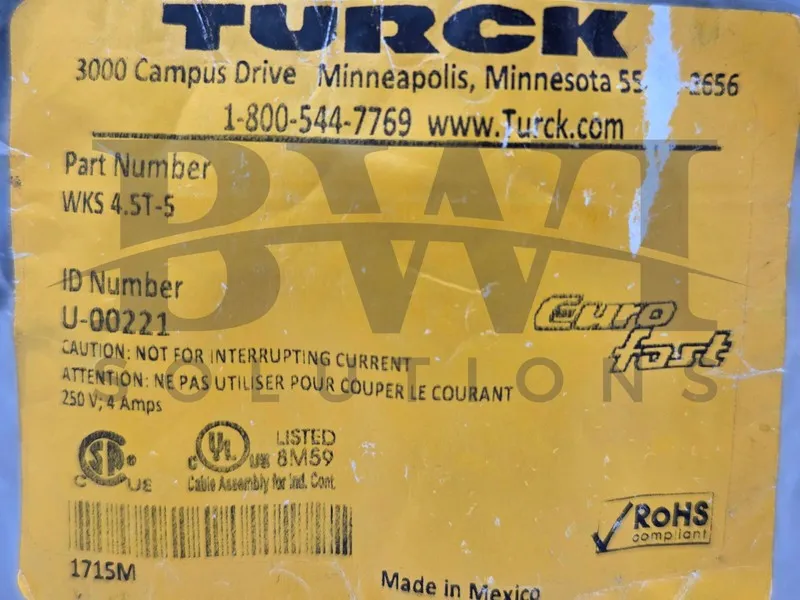 Соединительный кабель TURCK RK 4.5T-5 Cordset, M12 Female to Cut-end, Gray, 5 co