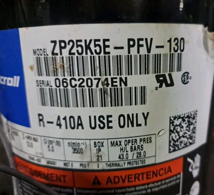 Компрессор Emerson Copeland scroll compressor ZP25K5E-PFV-130 230V 25,000 BTUH R
