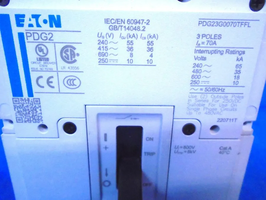 Автоматический выключатель NTO EATON CIRCUIT BREAKER PDG23G0070TFFL 70A 480V 3P