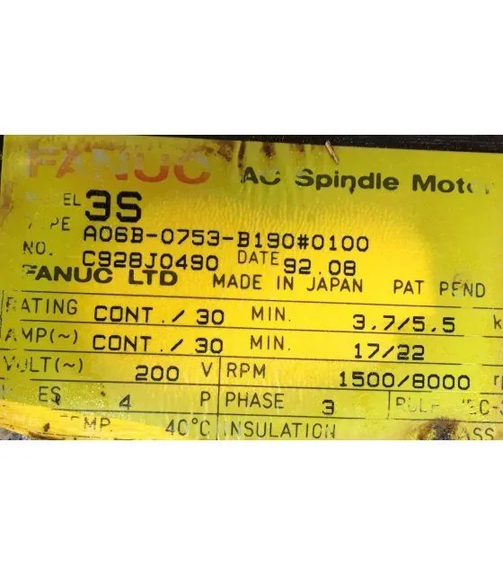 Шпиндель Fanuc Spindle Motor Model 3S A06B-0753-B190 #0045