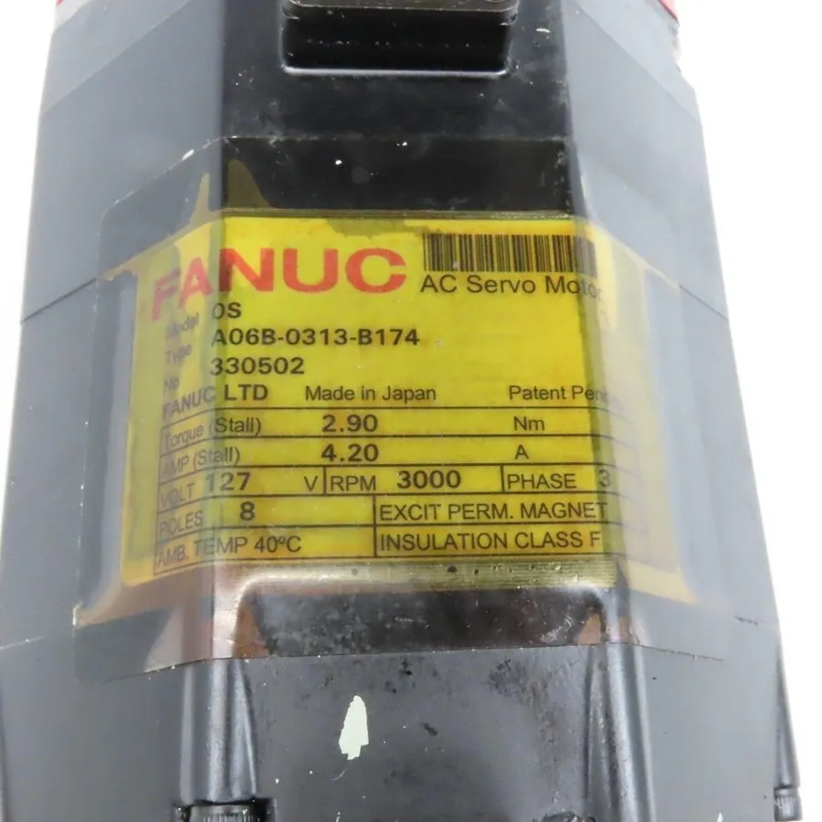 Серводвигатель Fanuc A06B-0313-B174 Model 0S 2.9Nm AC Servo Motor 3000RPM 127V 3