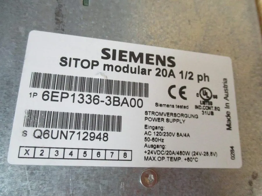 Блок питания Siemens SITOP modular 6EP1336-3BA00 Power Supply 24VDC 20A DIN Rail